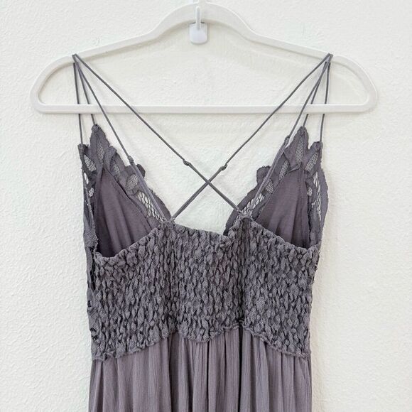 Free People L112316 Womens Dark Grey Adella Frilled Chemise Dress Size Medium - Picture 6 of 11